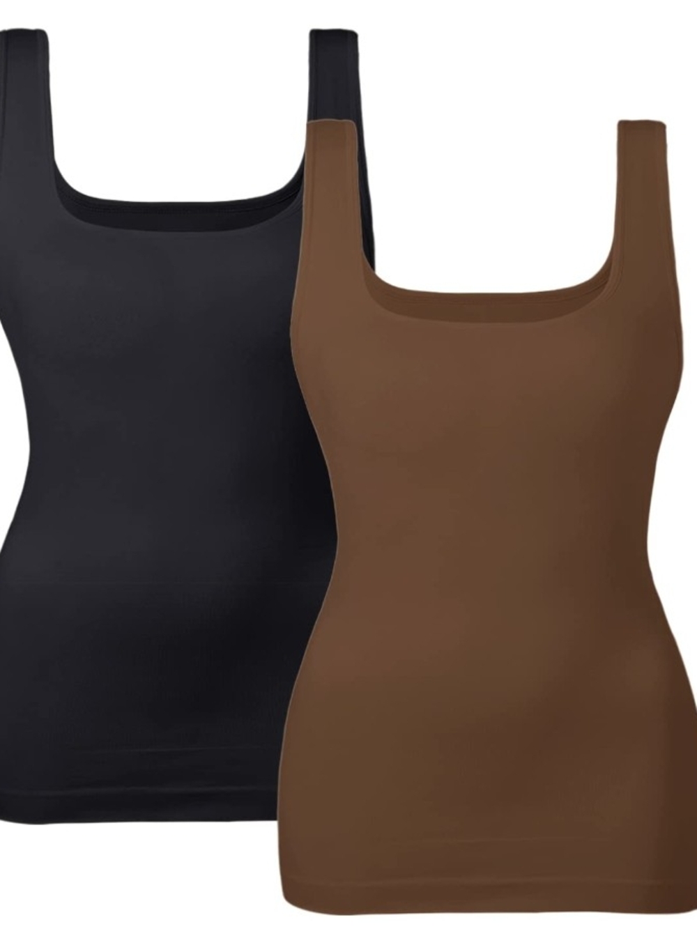 EUYZOU Women's 2PK Tummy Control Shapewear Tank Tops Seamless Square Neck Compre